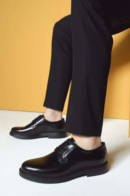 کفش مردانه چرم مشکی بندی کژوال دری مد