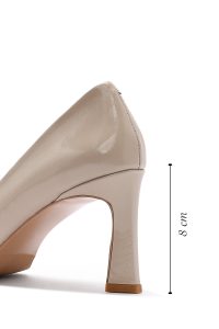 استیلتو زنانه بژ چرم ورنی پاشنه‌دار دری مد