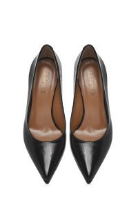 استیلتو زنانه مشکی چرم ورنی پاشنه نازک دری مد