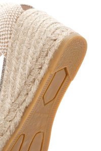 اسپادریل زنانه چرمی بژ بندی با پاشنه لژ دری مد