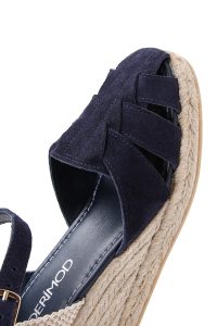 اسپادریل صندل زنانه جیر سرمه‌ای بندی با پاشنه لژ دری مد