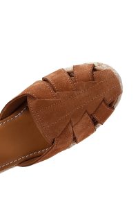 اسپادریل صندل زنانه جیر قهوه‌ای روشن بندی با پاشنه لژ دری مد