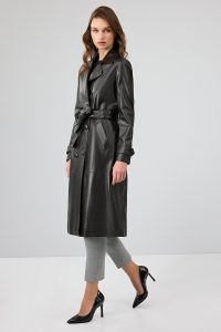 بارانی چرمی مشکی زنانه بیانسه دری مد