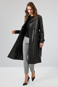 بارانی چرمی مشکی زنانه بیانسه دری مد