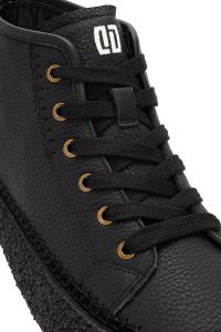 بوت اسپرت مردانه چرمی مشکی بندی دری مد