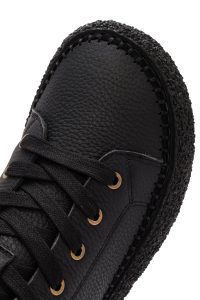 بوت اسپرت مردانه چرمی مشکی بندی دری مد