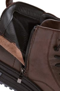 بوت اسپرت چرمی مردانه قهوه‌ای زیپ‌دار دری‌مد