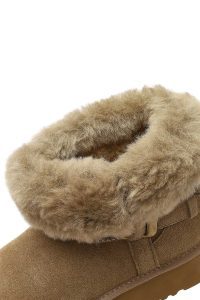 بوت تدی جیر زنانه بژ زیره ضخیم خزدار دری‌مد