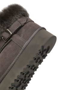 بوت تدی جیر زنانه طوسی زیره ضخیم خزدار دری‌مد