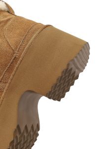 بوت تدی جیر زنانه قهوه‌ای بندی زیره ضخیم خزدار دری‌مد