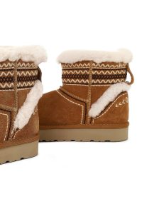 بوت تدی جیر زنانه قهوه‌ای طرح‌دار خزدار دری‌مد