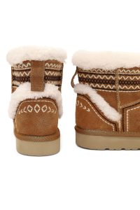 بوت تدی جیر زنانه قهوه‌ای طرح‌دار خزدار دری‌مد