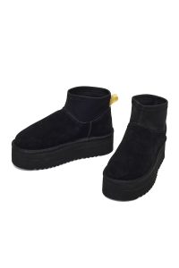 بوت تدی جیر زنانه مشکی زیره ضخیم دری‌مد