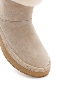 بوت جیر زنانه بژ زیره ضخیم خزدار دری‌مد