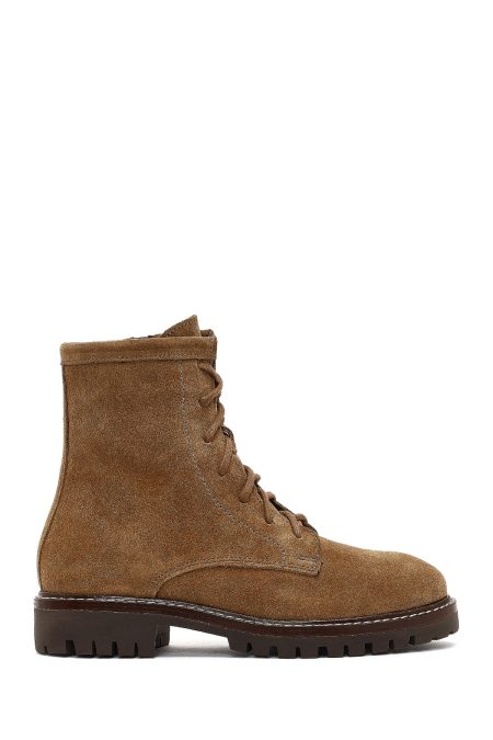 بوت جیر زنانه قهوه‌ای زیپ‌دار زیره ضخیم دری مد