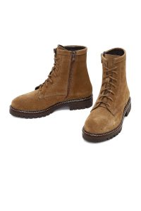 بوت جیر زنانه قهوه‌ای زیپ‌دار زیره ضخیم دری مد