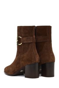 بوت جیر زنانه قهوه‌ای زیپ‌دار پاشنه ضخیم دری مد