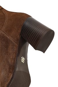 بوت جیر زنانه قهوه‌ای زیپ‌دار پاشنه ضخیم دری مد