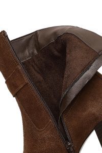 بوت جیر زنانه قهوه‌ای زیپ‌دار پاشنه ضخیم دری مد