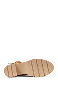 بوت جیر زنانه قهوه‌ای زیپ‌دار پاشنه ضخیم دری مد