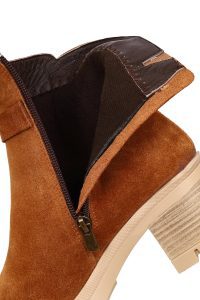 بوت جیر زنانه قهوه‌ای زیپ‌دار پاشنه ضخیم دری مد