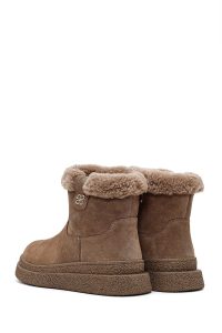 بوت زنانه تدی چرم جیر ویزون خزدار زیره‌ضخیم زیپ‌دار دری مد