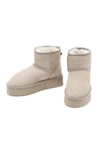 بوت زنانه جیر بژ زیره ضخیم دری مد