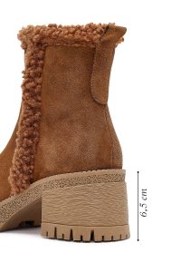 بوت زنانه جیر تابا زیپ‌دار پاشنه‌بلند ضخیم دری مد