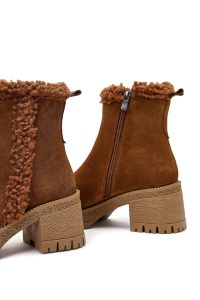 بوت زنانه جیر تابا زیپ‌دار پاشنه‌بلند ضخیم دری مد