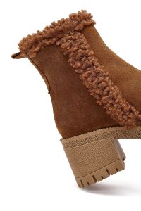 بوت زنانه جیر تابا زیپ‌دار پاشنه‌بلند ضخیم دری مد