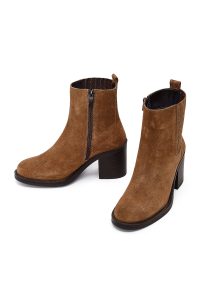 بوت زنانه جیر تابا زیپ‌دار پاشنه‌بلند ضخیم دری مد