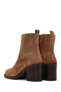 بوت زنانه جیر تابا زیپ‌دار پاشنه‌بلند ضخیم دری مد