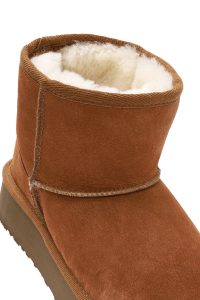 بوت زنانه جیر عسلی زیره ضخیم دری مد