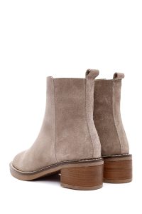 بوت زنانه جیر قهوه‌ای روشن پاشنه‌بلند زیپ‌دار دری مد