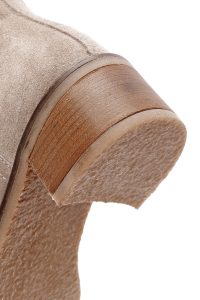 بوت زنانه جیر قهوه‌ای روشن پاشنه‌بلند زیپ‌دار دری مد