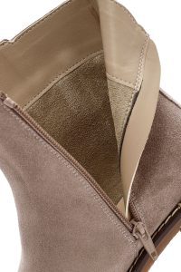 بوت زنانه جیر قهوه‌ای روشن پاشنه‌بلند زیپ‌دار دری مد