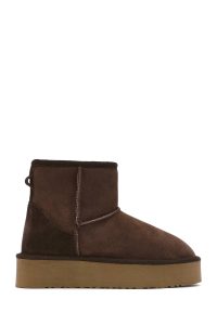 بوت زنانه جیر قهوه‌ای زیره ضخیم دری مد