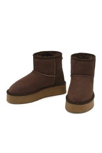 بوت زنانه جیر قهوه‌ای زیره ضخیم دری مد