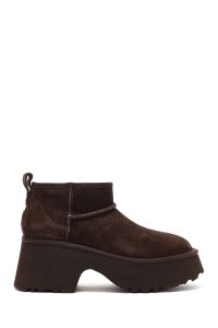 بوت زنانه جیر قهوه‌ای زیره ضخیم مدل تدی دری مد