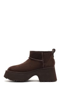 بوت زنانه جیر قهوه‌ای زیره ضخیم مدل تدی دری مد