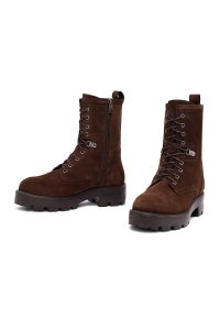 بوت زنانه جیر قهوه‌ای زیپ‌دار دری مد