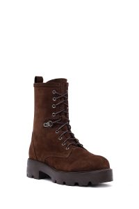 بوت زنانه جیر قهوه‌ای زیپ‌دار دری مد