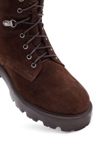 بوت زنانه جیر قهوه‌ای زیپ‌دار دری مد