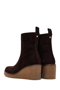 بوت زنانه جیر قهوه‌ای زیپ‌دار لژدار دری مد