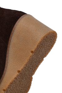 بوت زنانه جیر قهوه‌ای زیپ‌دار لژدار دری مد