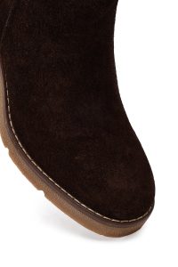 بوت زنانه جیر قهوه‌ای زیپ‌دار لژدار دری مد