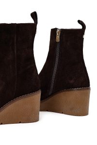 بوت زنانه جیر قهوه‌ای زیپ‌دار لژدار دری مد