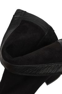 بوت زنانه جیر مشکی کوتاه زیپ‌دار پاشنه‌بلند ضخیم دری مد