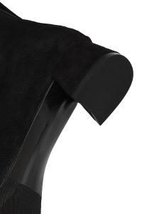 بوت زنانه جیر مشکی کوتاه زیپ‌دار پاشنه‌بلند ضخیم دری مد