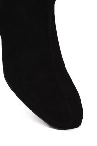 بوت زنانه جیر مشکی کوتاه زیپ‌دار پاشنه‌بلند ضخیم دری مد